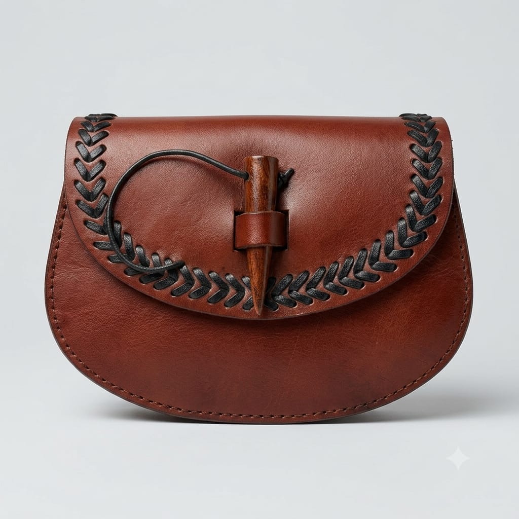 handmade Brown Leather Saddle Bag