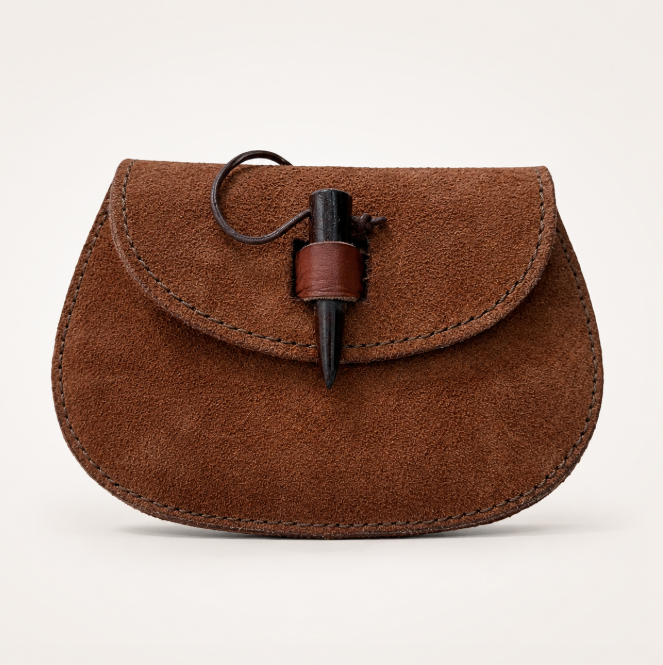 > Classic Tan Suede Toggle Belt Pouch >